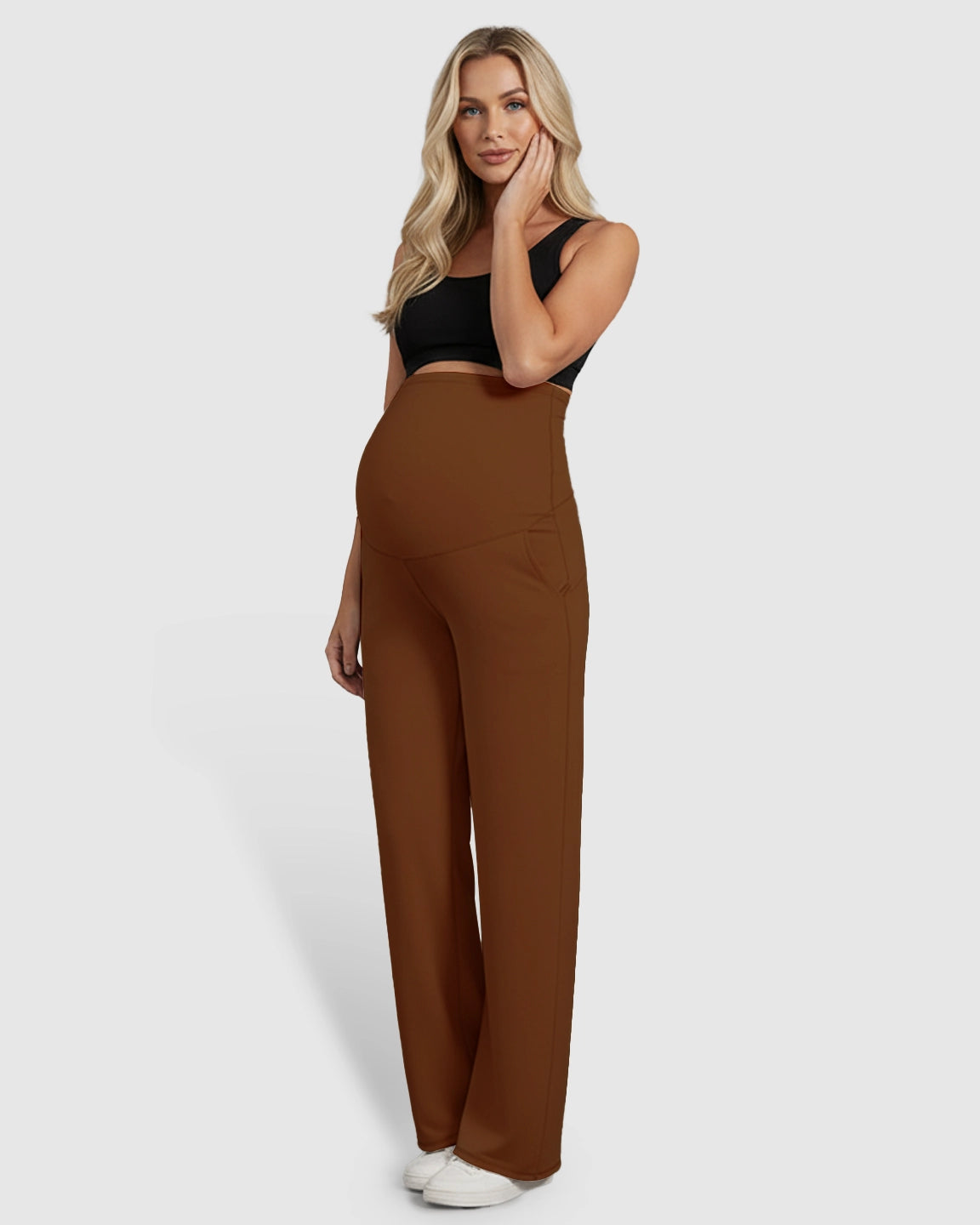 High-Waist Straight-Leg Maternity Pants