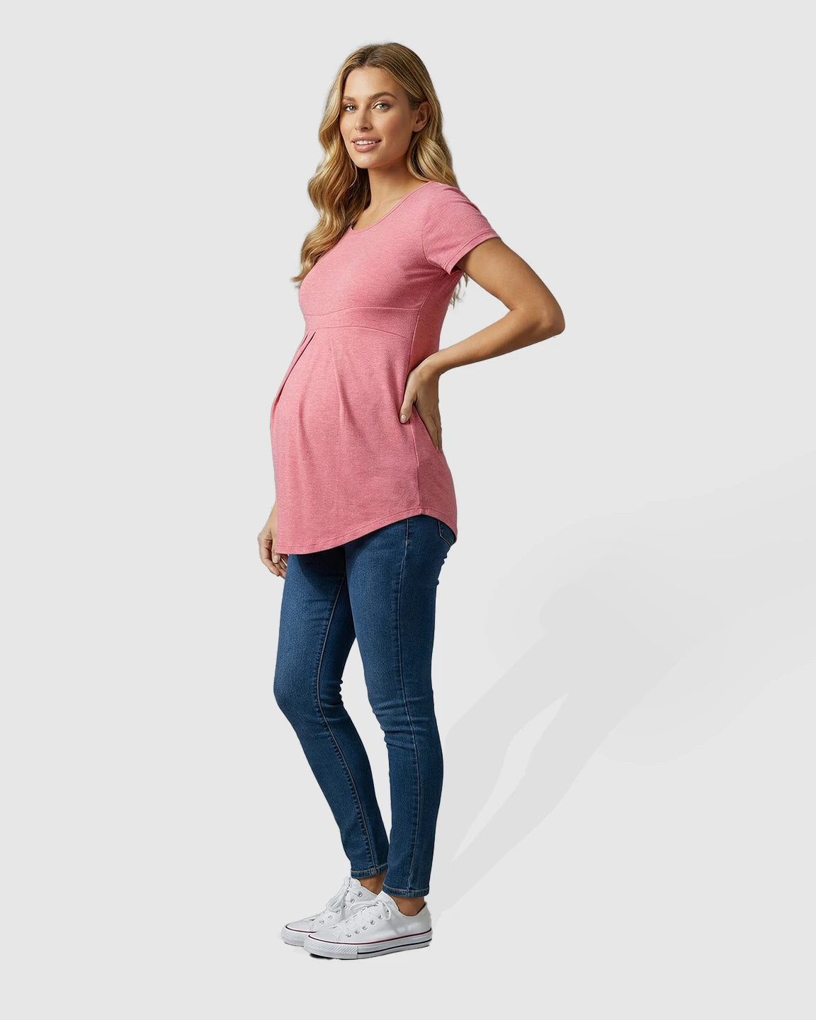 Gathered Empire Waist Elegant Maternity Top