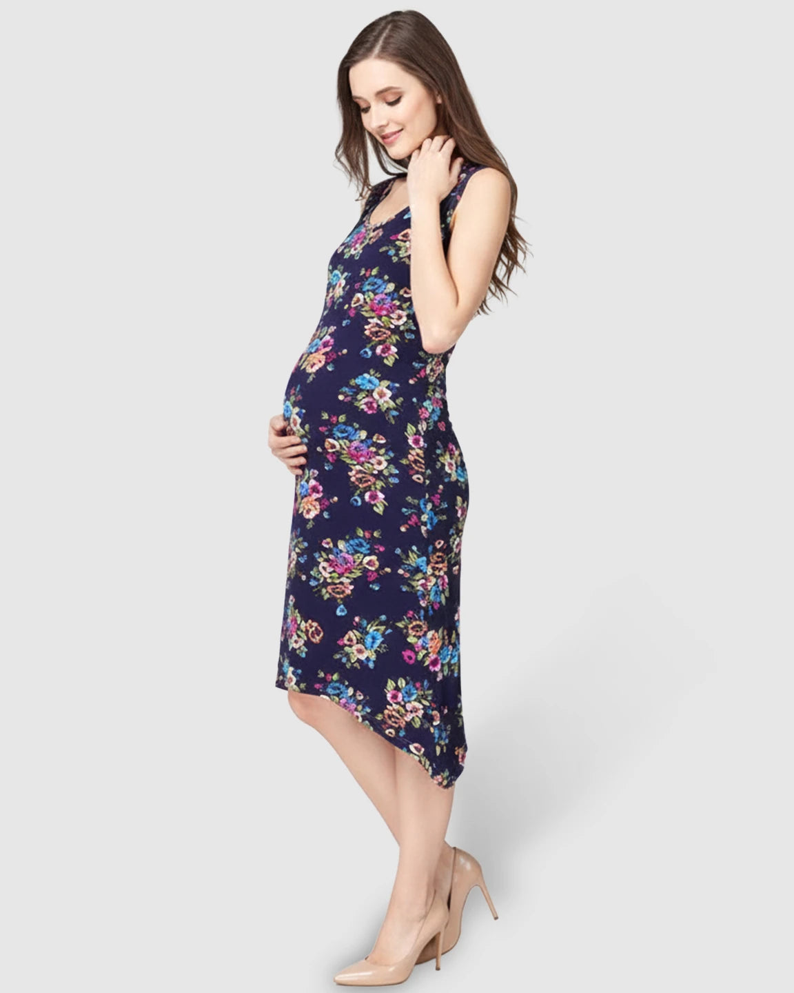 Floral Print Modal Stretch Nursing & Maternity Dress
