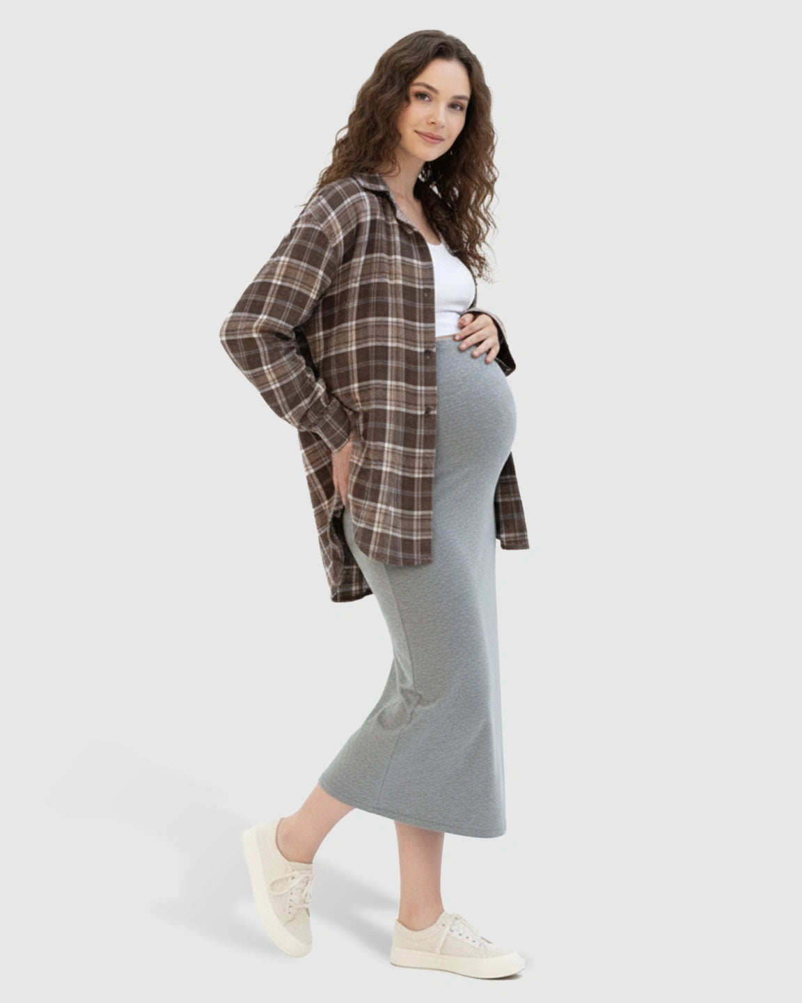 Skin-Friendly Casual Maternity Midi Skirt
