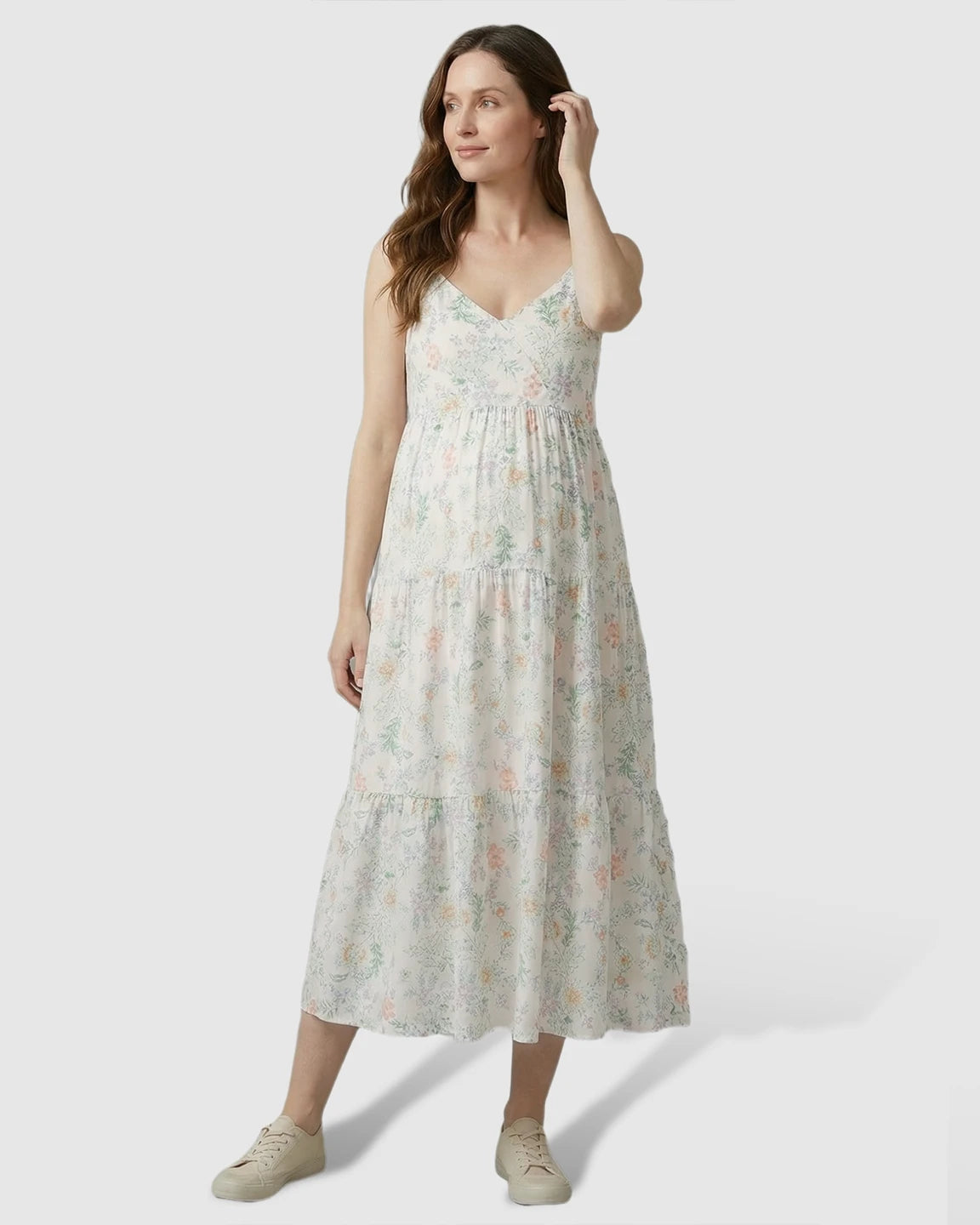 Lace Trim Floral Print Maternity Nightdress