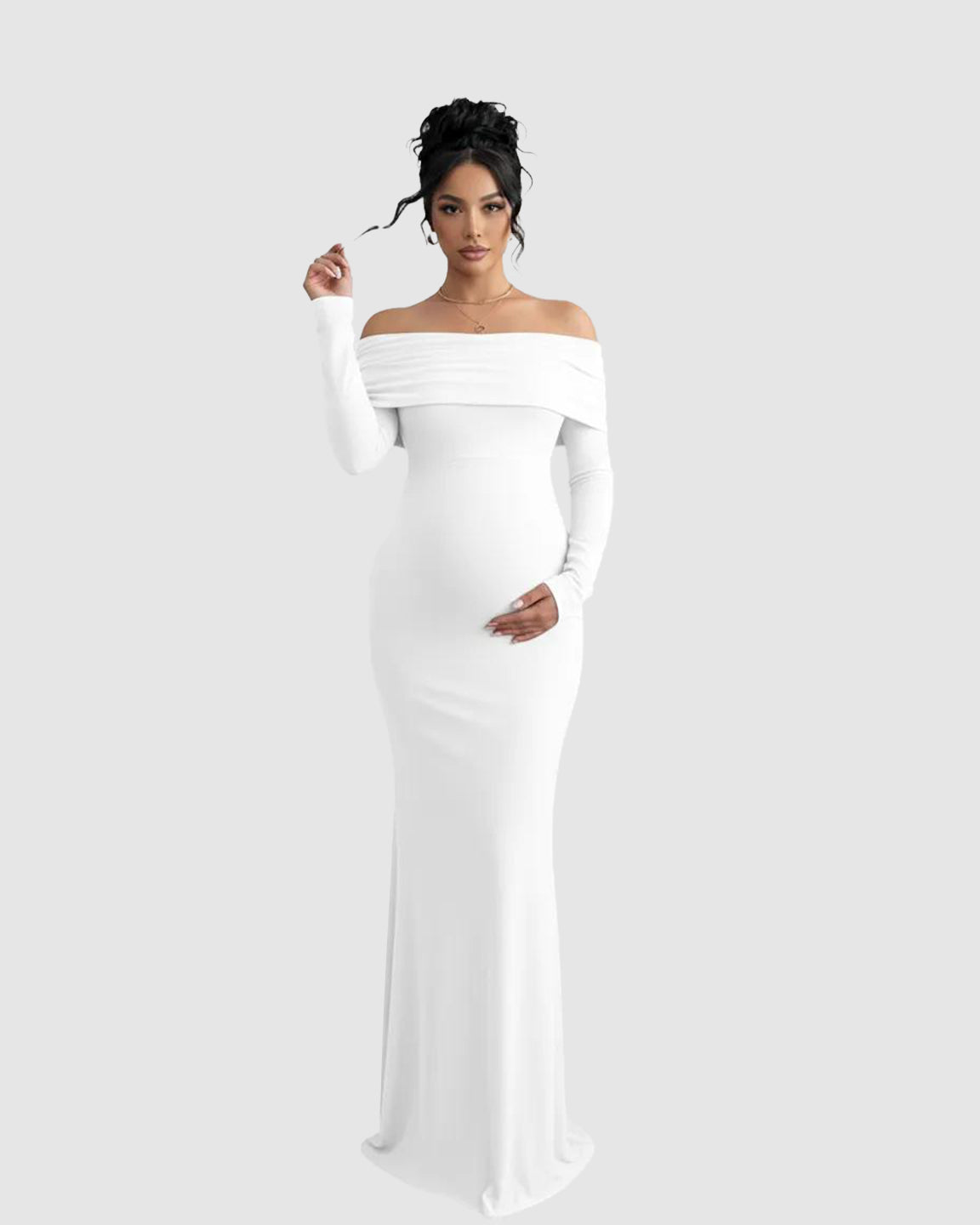 Off-Shoulder Cross-Back Maternity Evening Gown