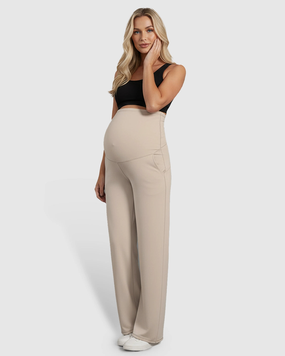 High-Waist Straight-Leg Maternity Pants