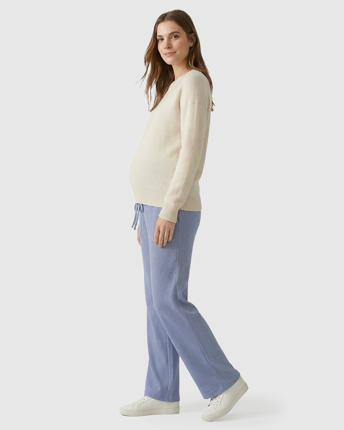 Waffle Knit Wide-Leg Maternity Pants
