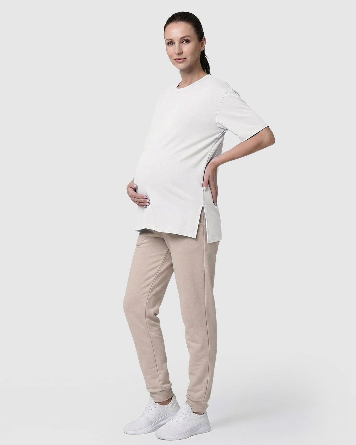 Zipper-Slits Casual Maternity Nursing T-Shirt