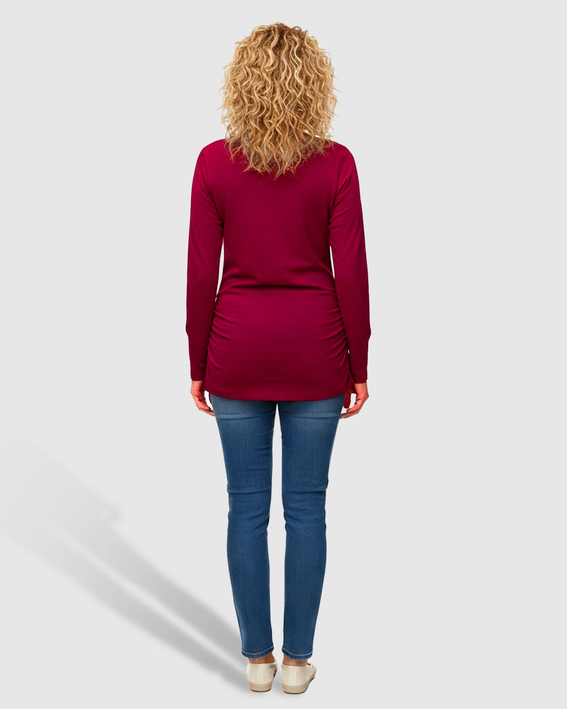 Slim Fit Side Ruched Long Sleeve Maternity Top