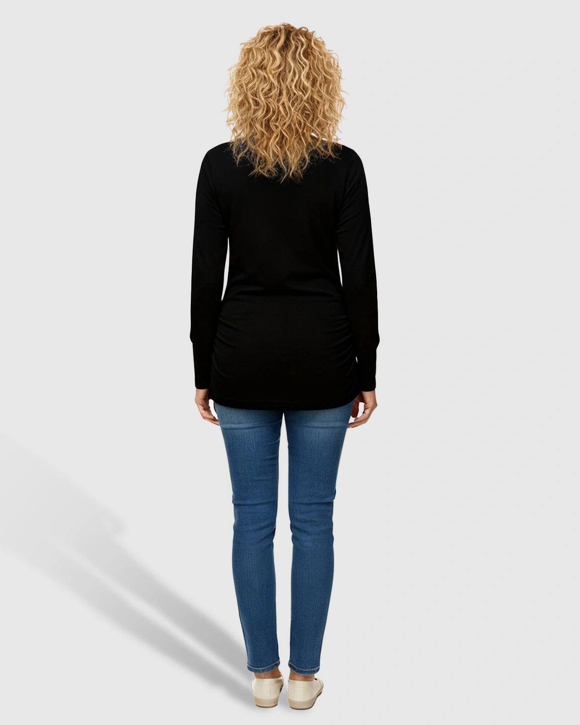 Slim Fit Side Ruched Long Sleeve Maternity Top