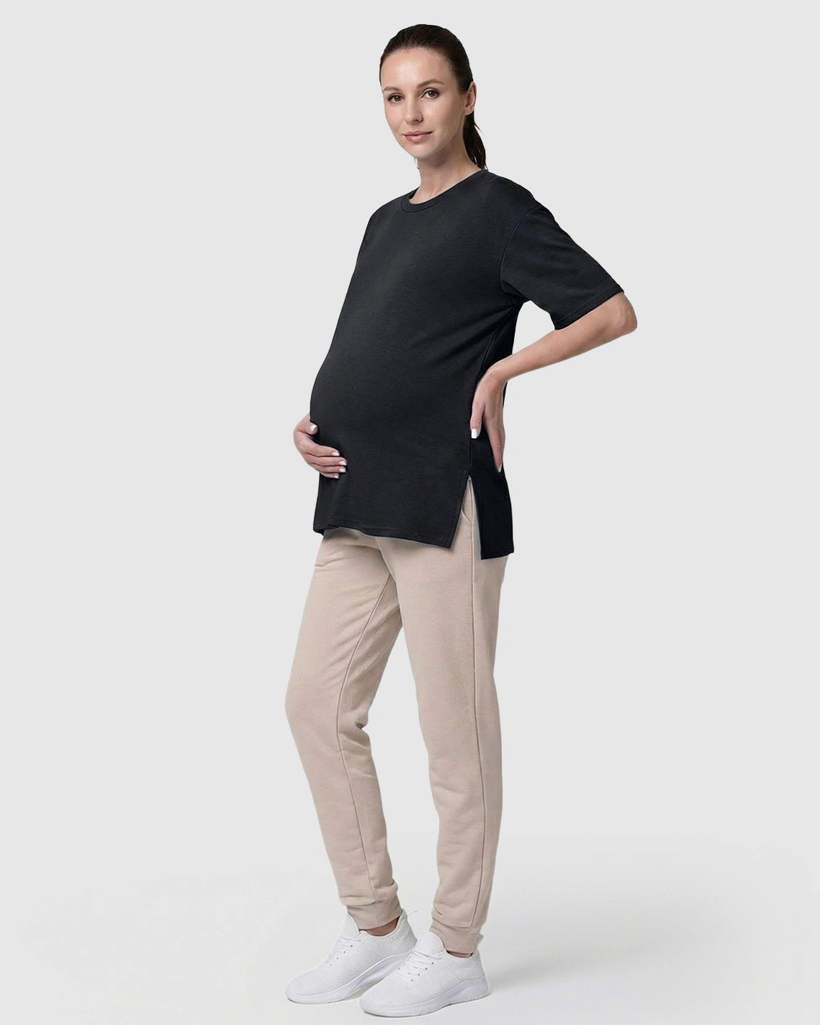 Zipper-Slits Casual Maternity Nursing T-Shirt