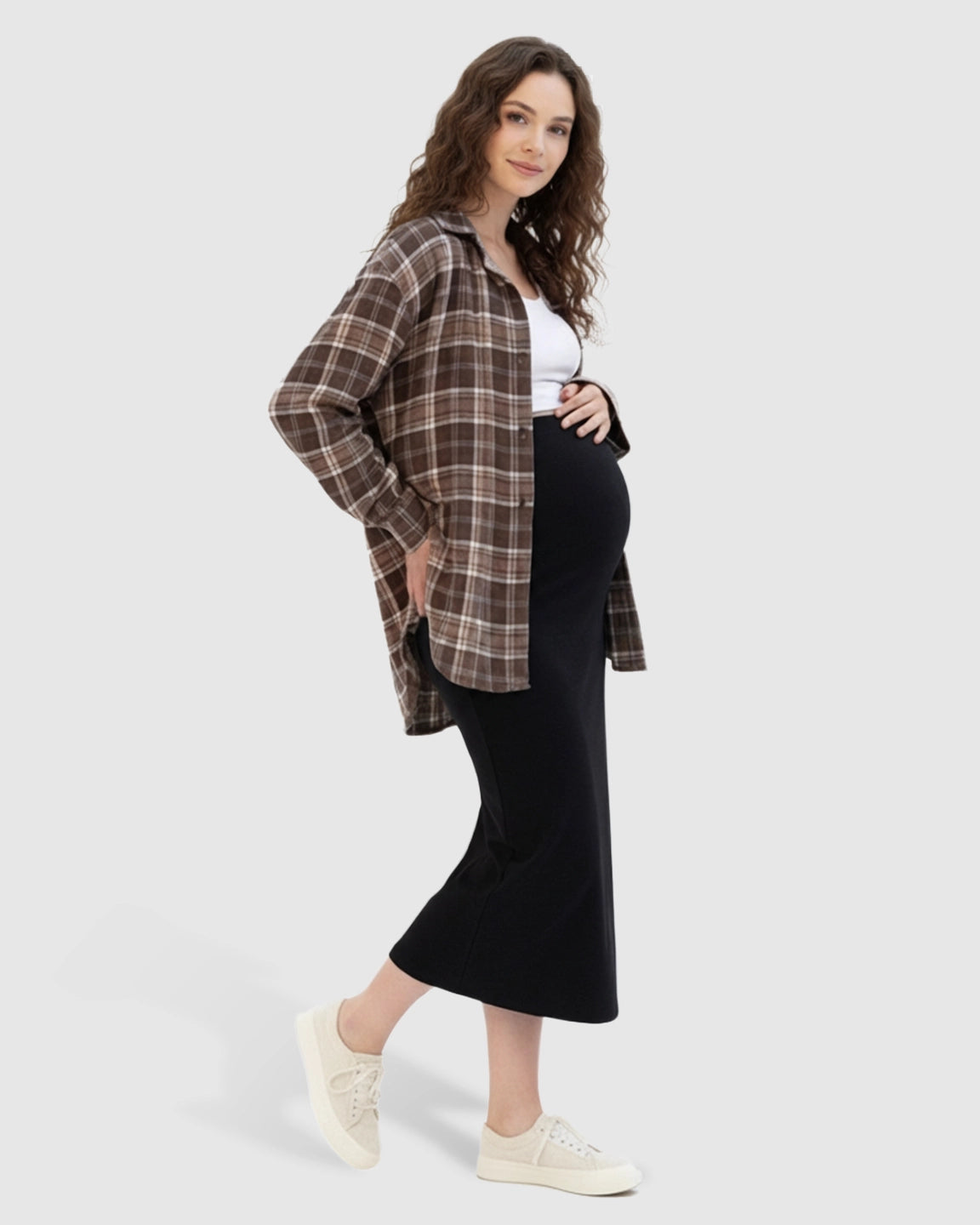 Skin-Friendly Casual Maternity Midi Skirt