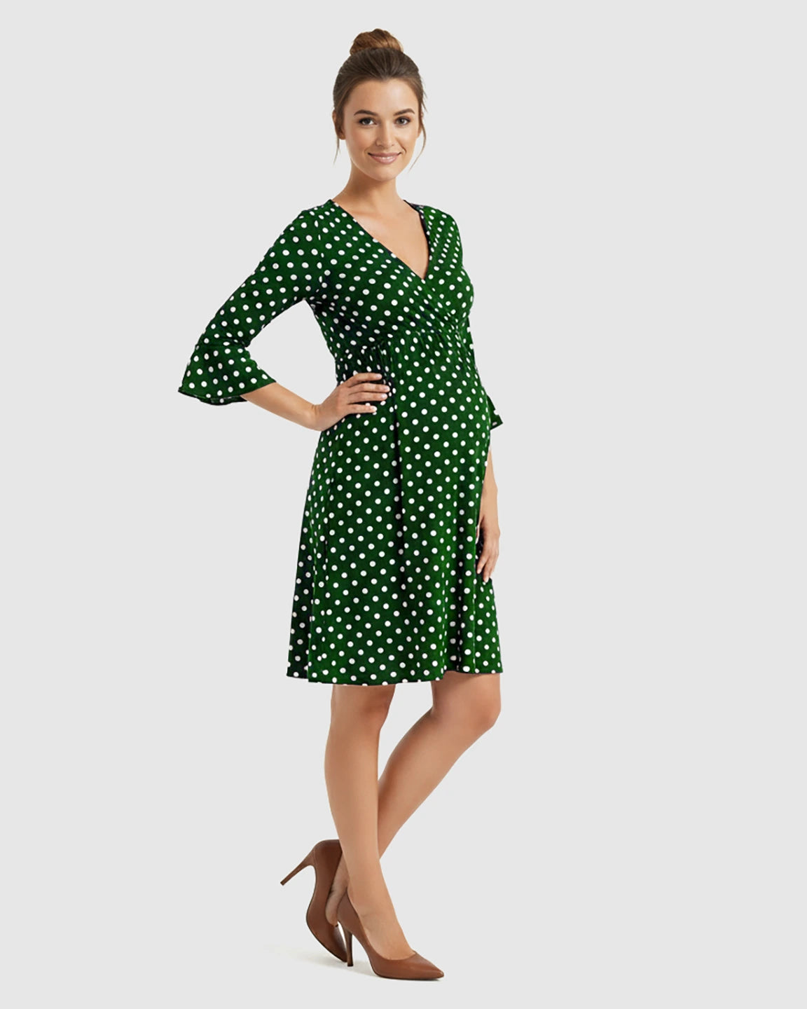 Polka Dot Empire Waist Maternity Short Dress