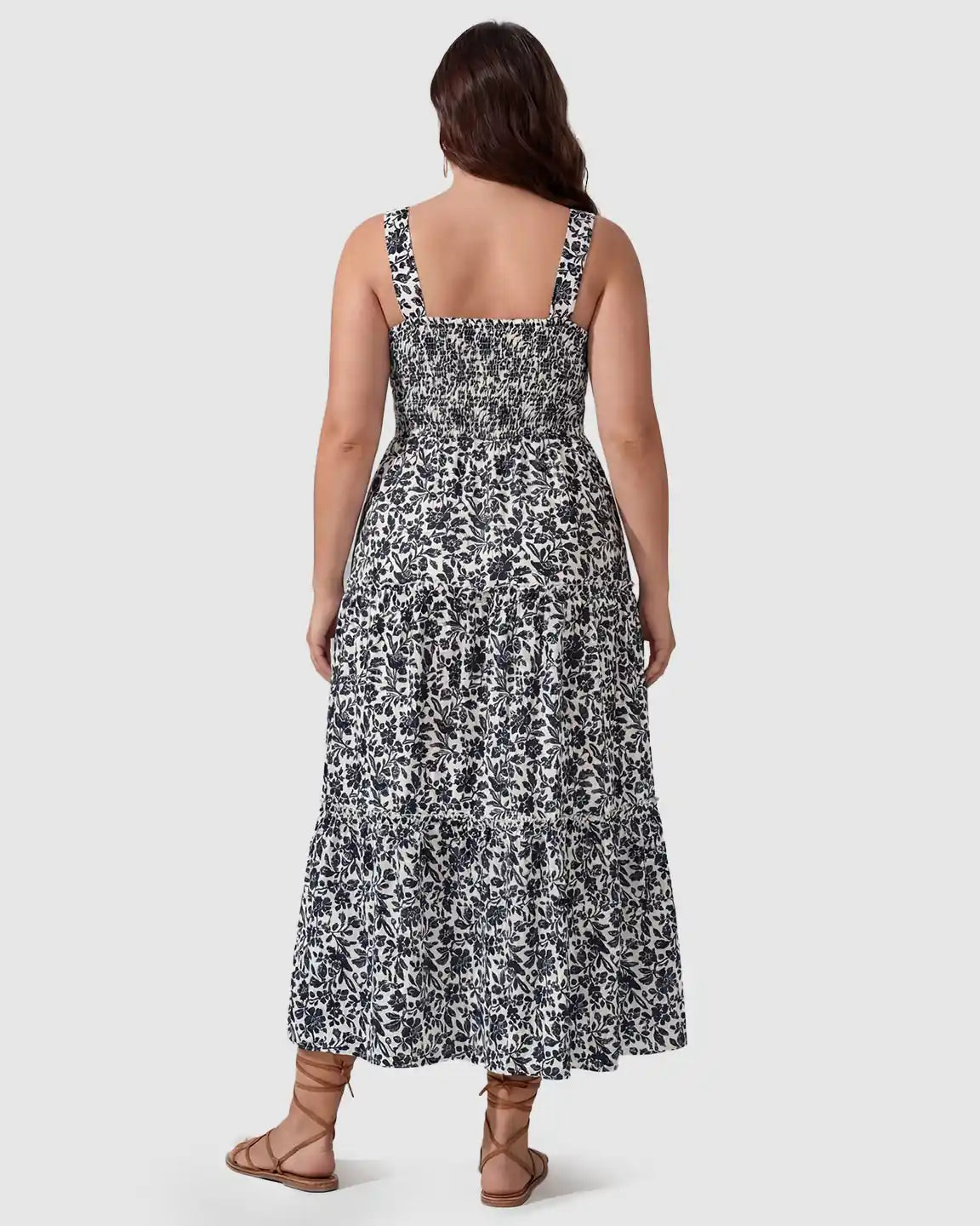 Smocked Floral A-Line Maternity Midi Dress