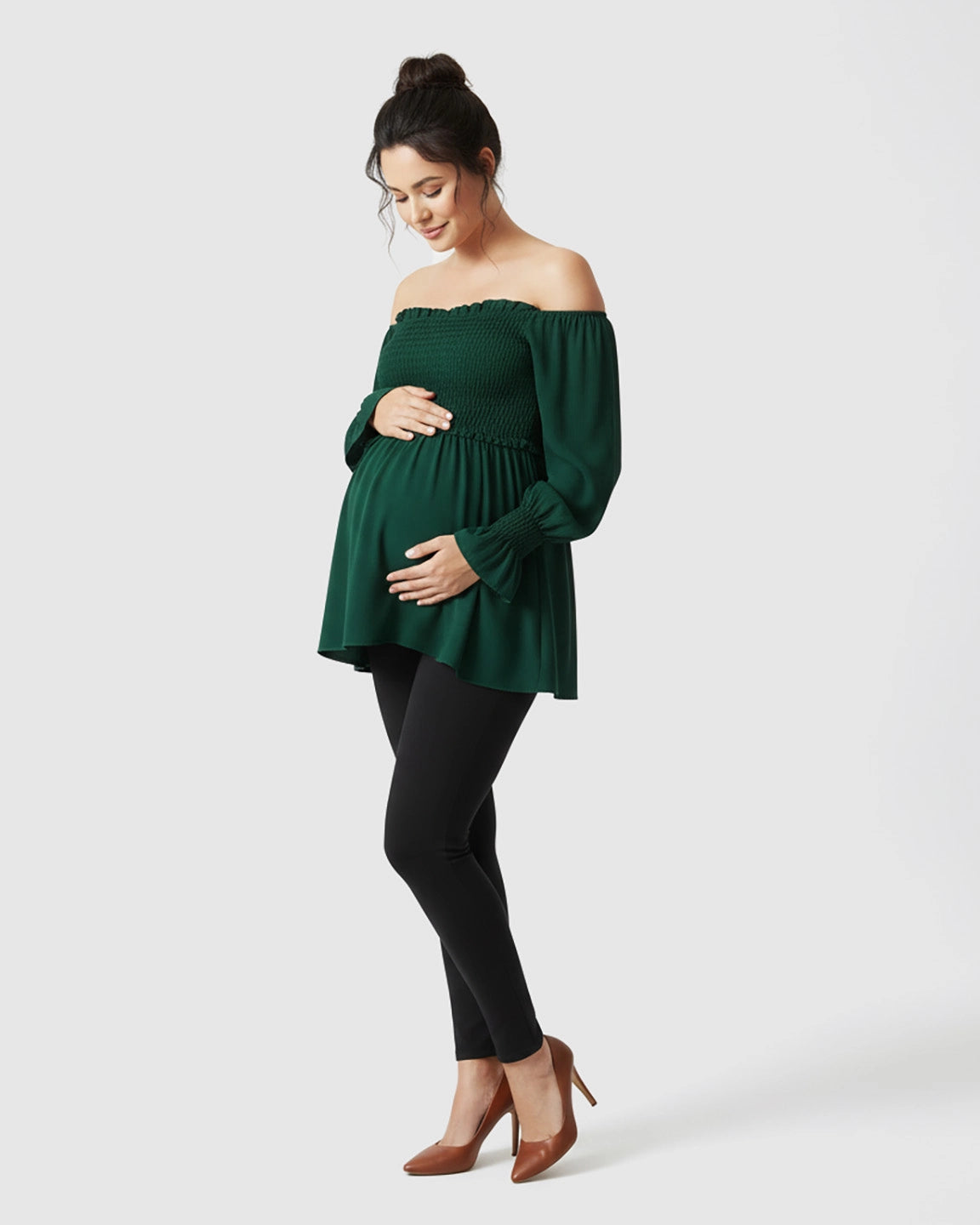 Ruched Off-Shoulder Maternity Top