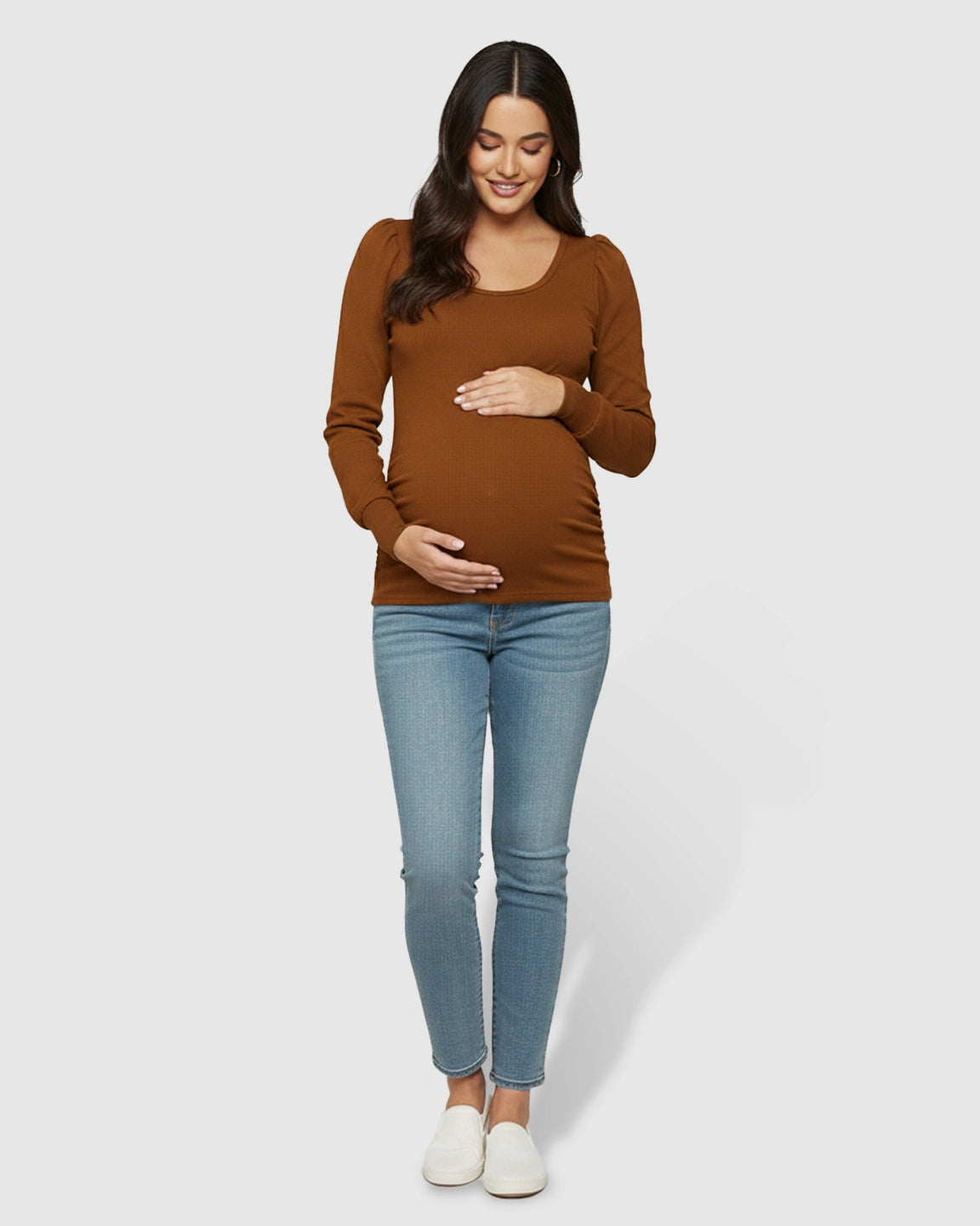 Long-Sleeve Ruched Maternity Top