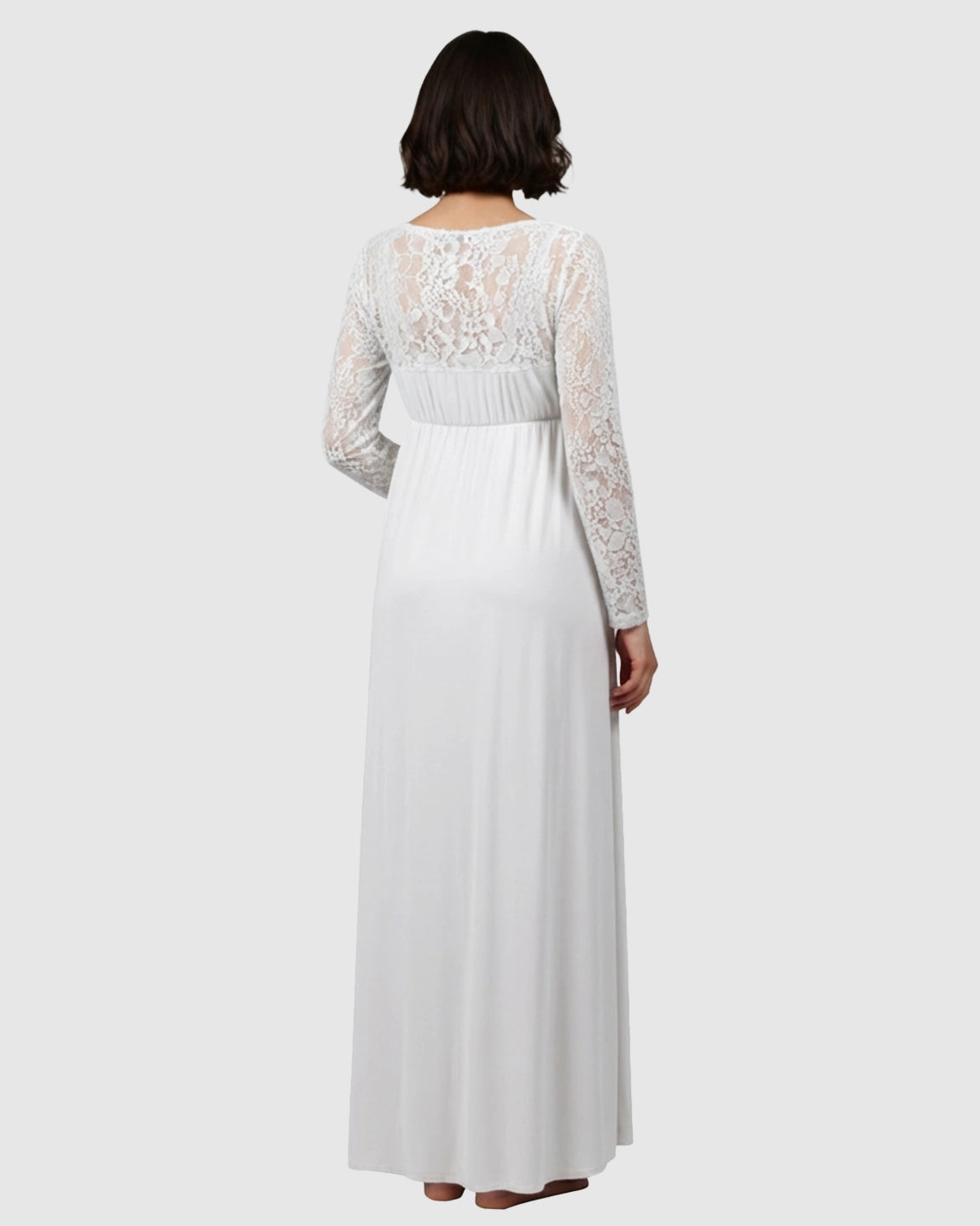 Elegant Lace Floor-Length Maternity Photoshoot Dress