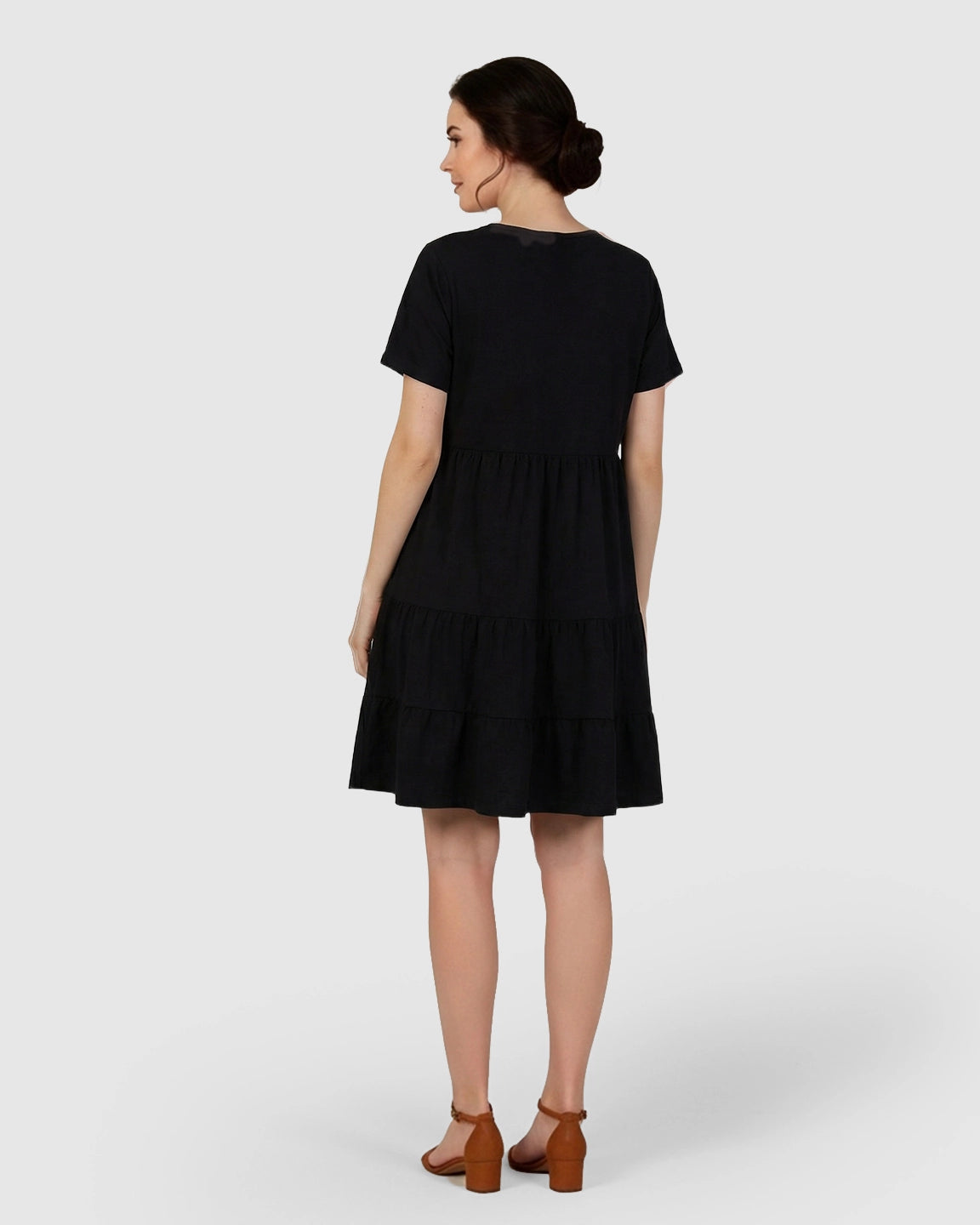 Button-Up Tiered Maternity Mini Dress