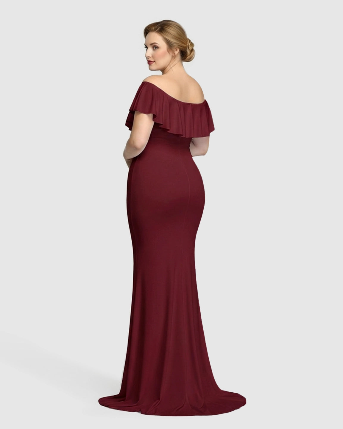 Off-Shoulder Ruffled Bodycon Maternity Maxi Dress