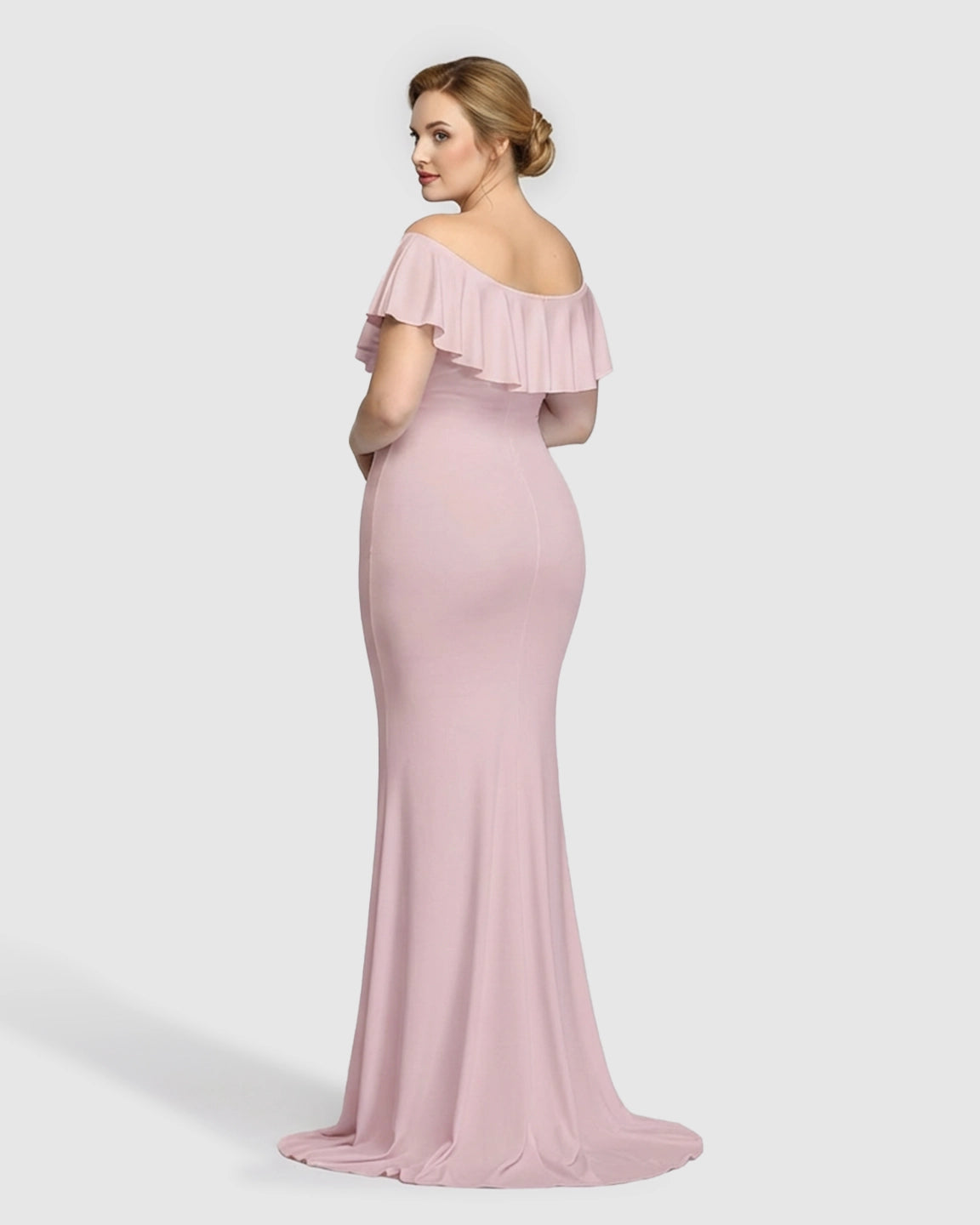 Off-Shoulder Ruffled Bodycon Maternity Maxi Dress