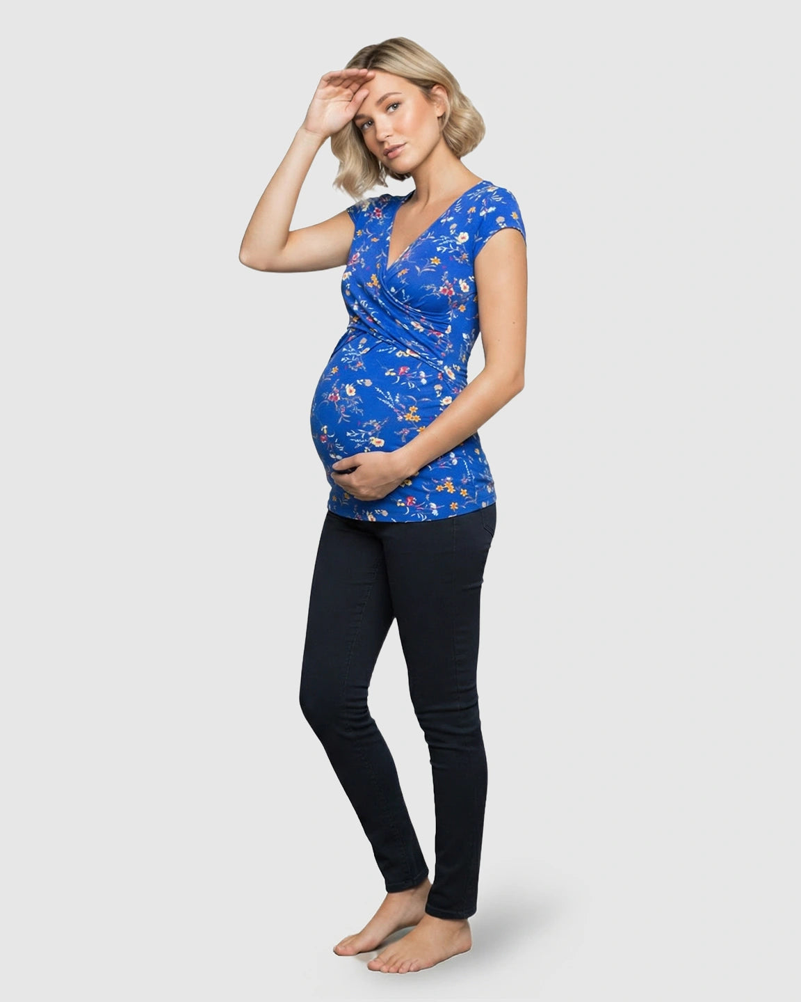 V-neck Floral Wrap Style Maternity & Nursing Top