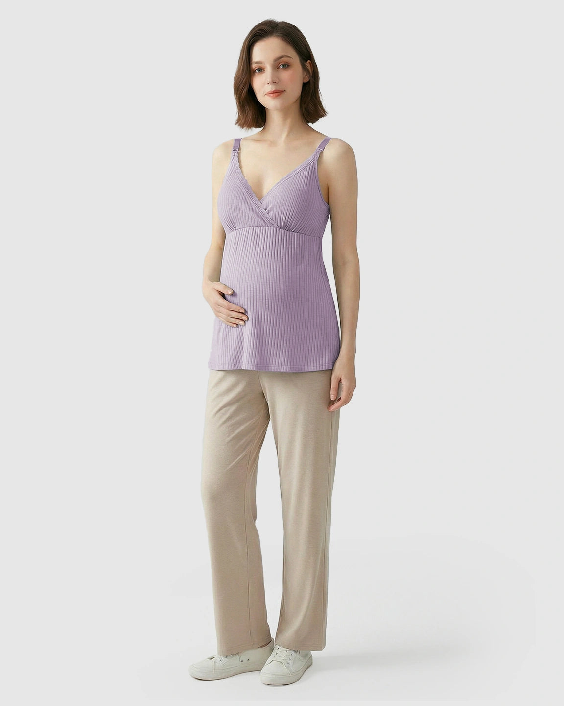 Easy-Access Crisscross Ribbed Nursing Camisole