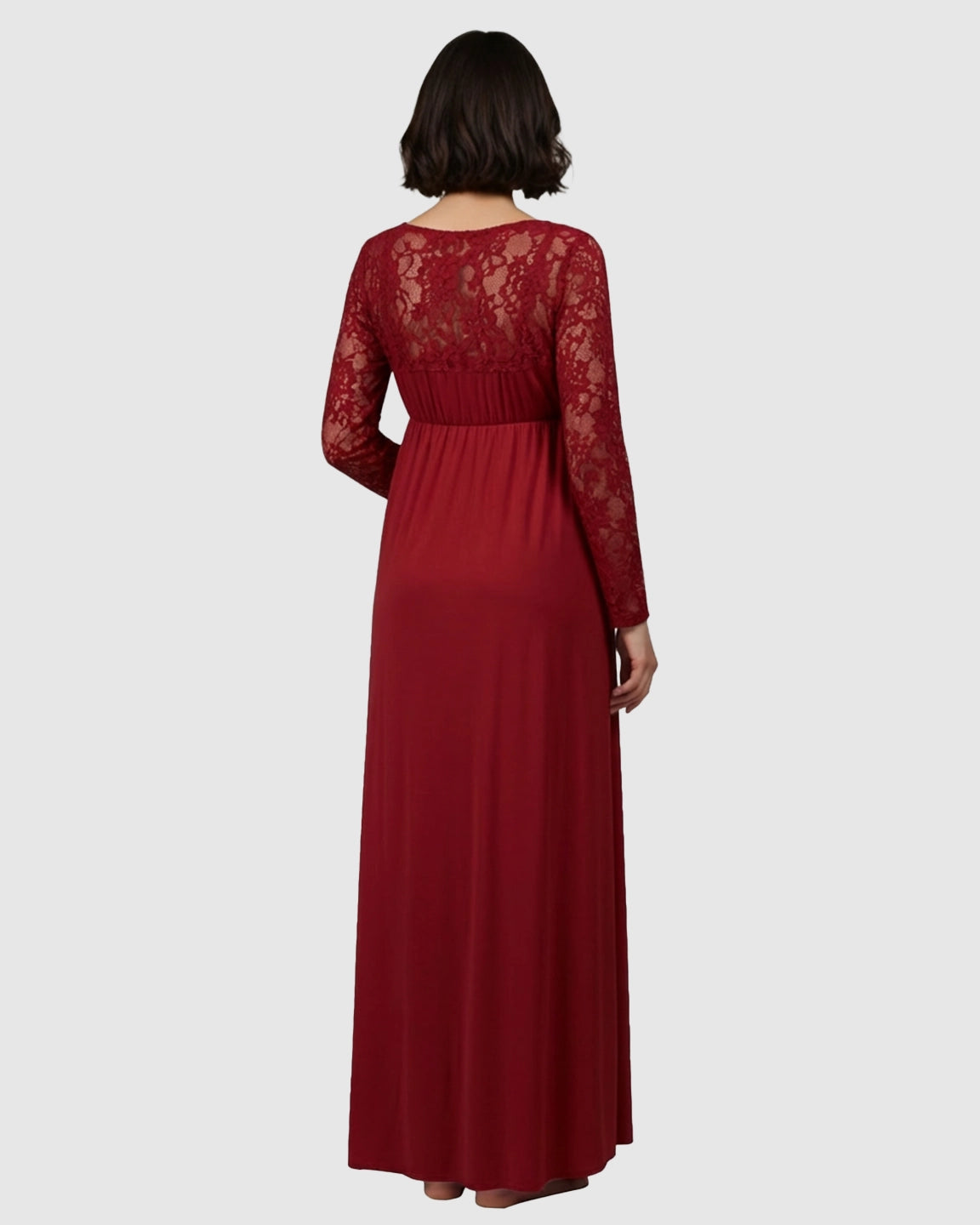 Elegant Lace Floor-Length Maternity Photoshoot Dress