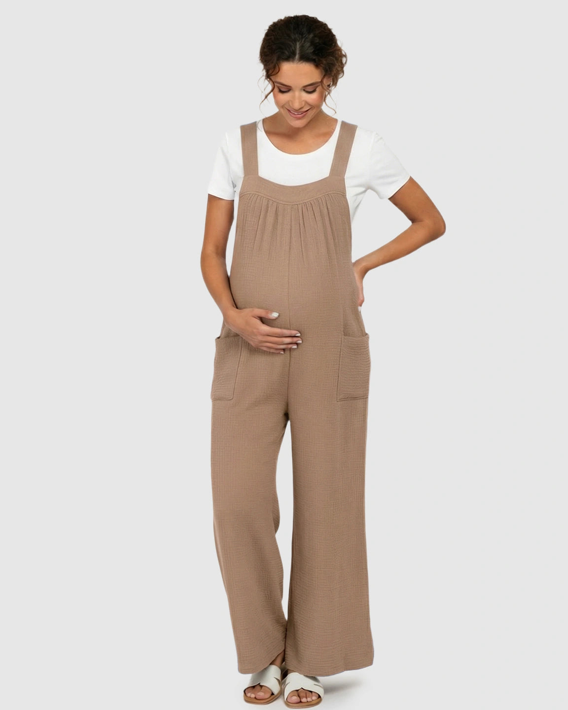 Tie-Back Wide-Leg Maternity Jumpsuit