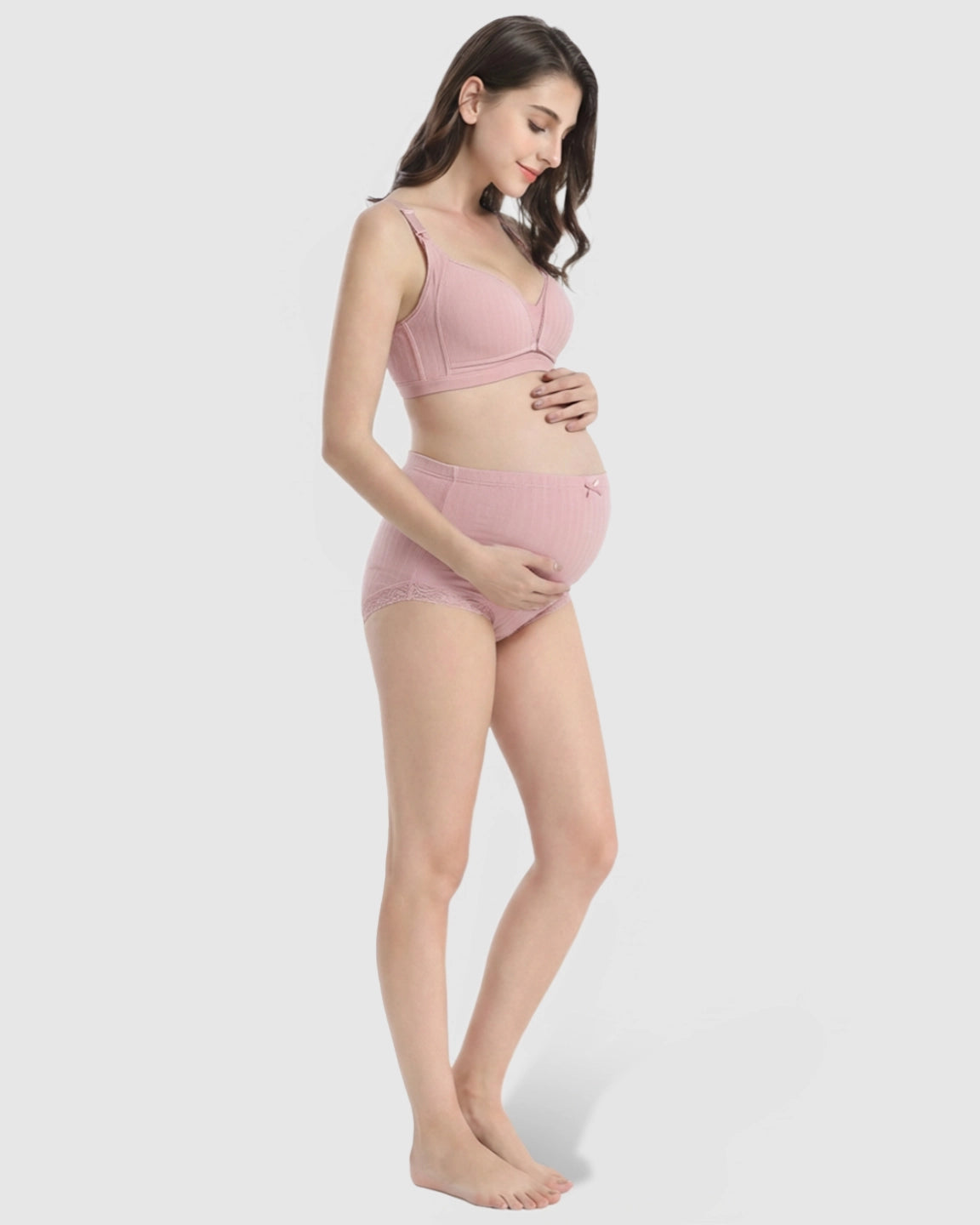 Wire-Free Breathable High-Waist Maternity Nursing Bra & Panty Set