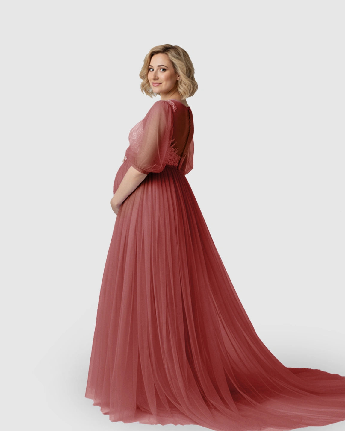 Tulle Lace Swing Trail Maternity Photoshoot Dress