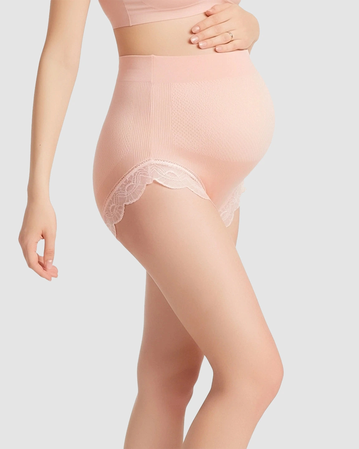 High-Waist Seamless Lace-Trim Maternity Panties