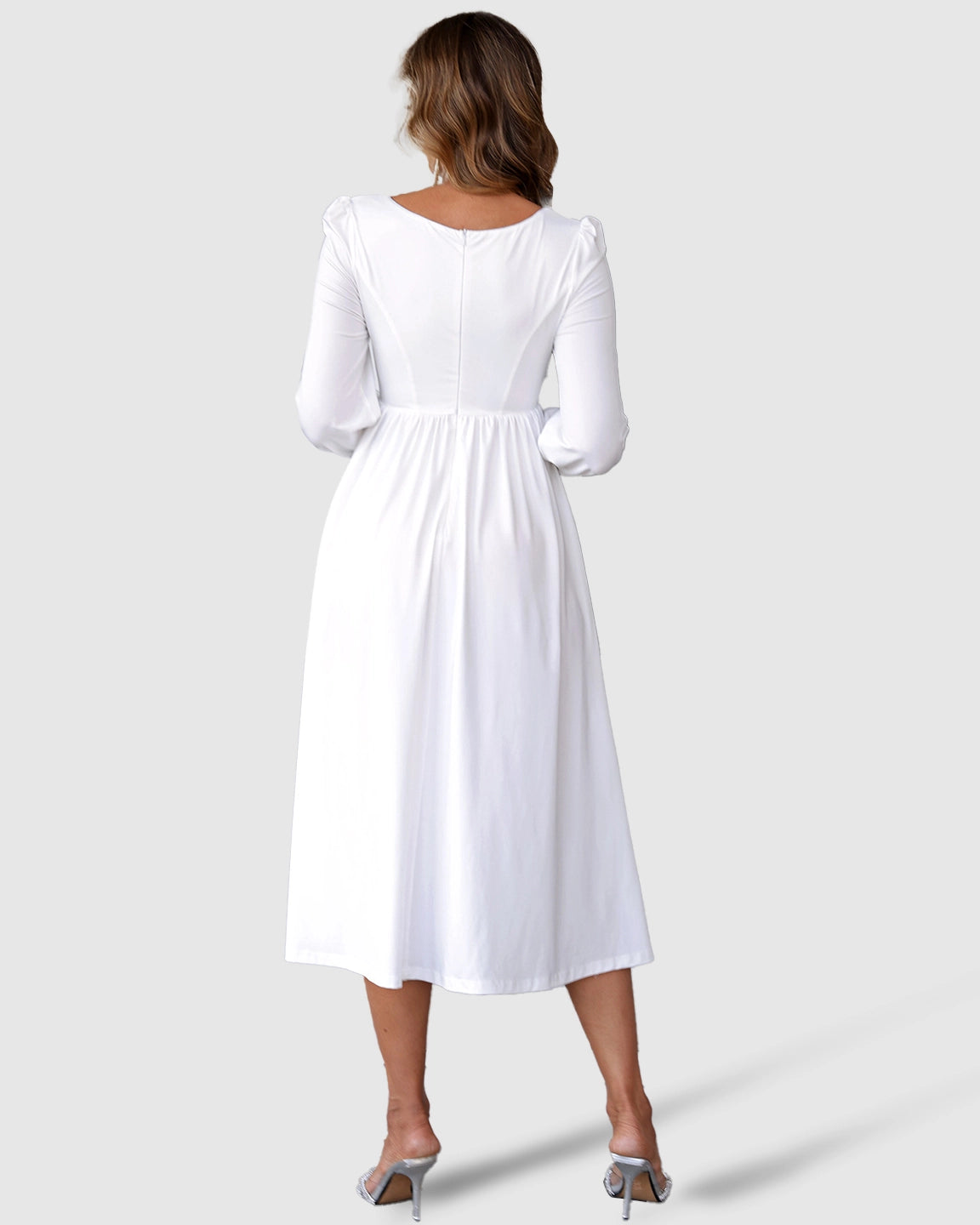 Square Neckline Empire Waist Maternity Midi Dress