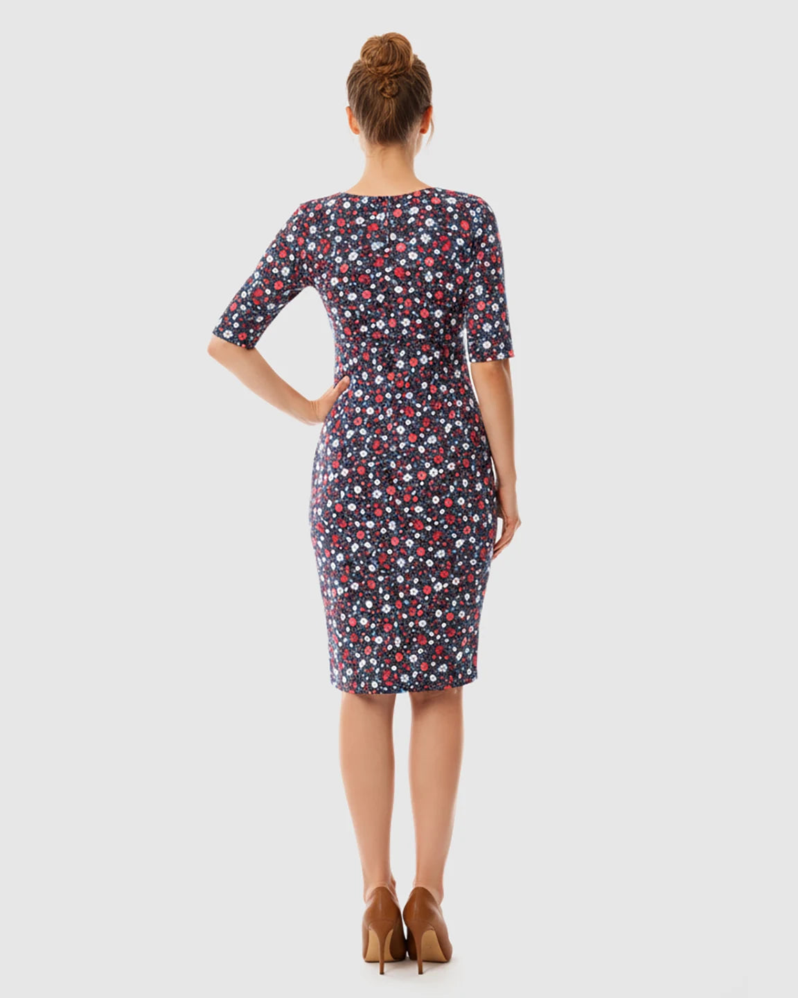 Long-sleeve Floral Print Maternity Dress