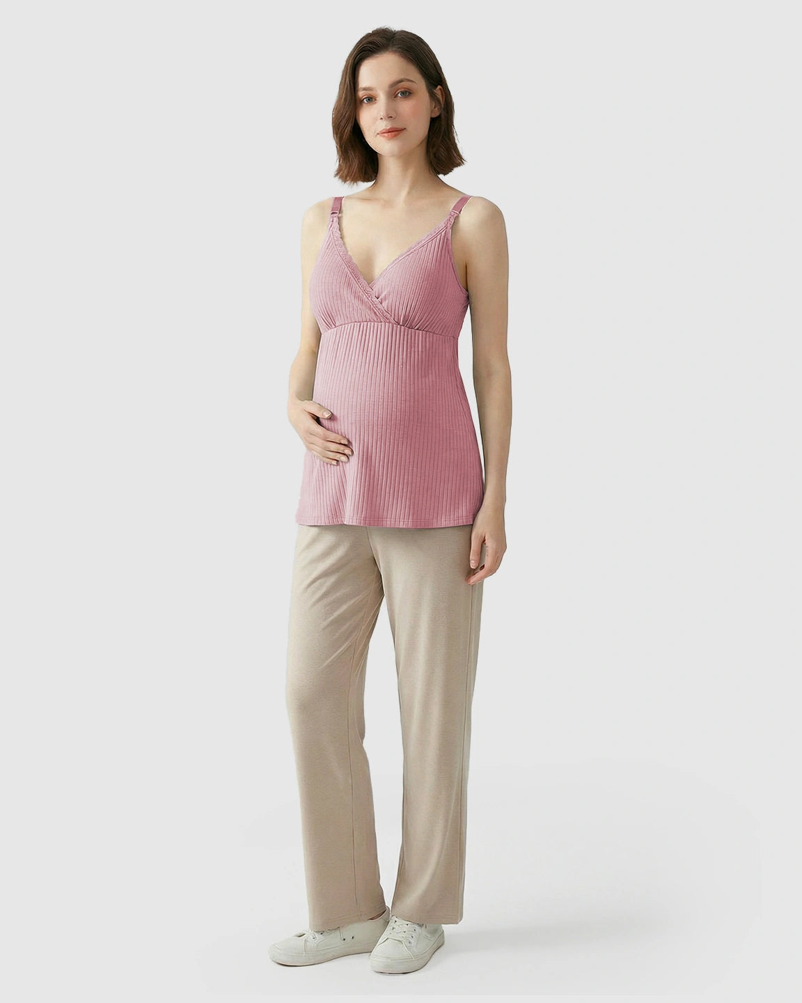 Easy-Access Crisscross Ribbed Nursing Camisole