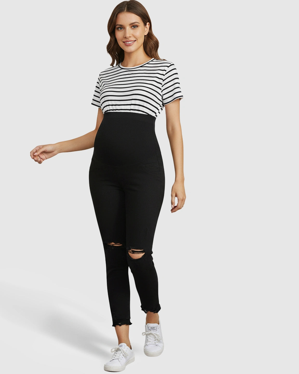 Ripped with Support-Panel Maternity Skinny Jeans