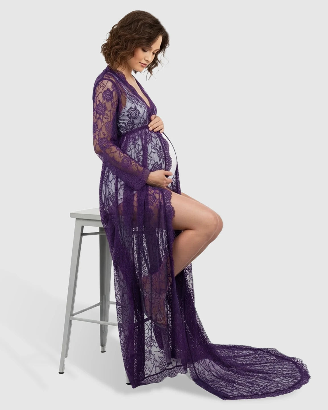 Floral Lace Romantic Maternity Photoshoot Maxi Dress
