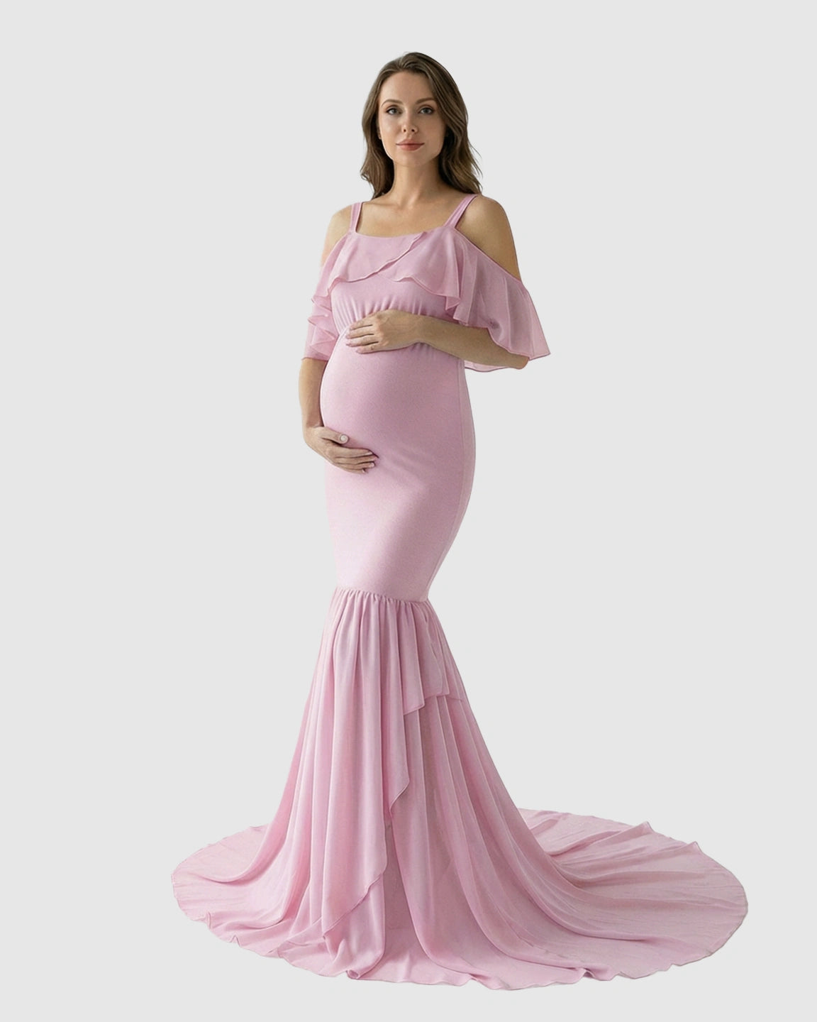 Off-Shoulder Mermaid Trail Maternity Photoshoot Dress