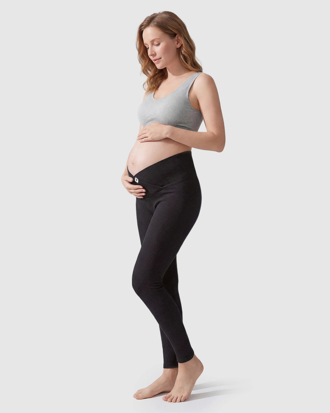 Crossover Waist Slim Fit Maternity Leggings