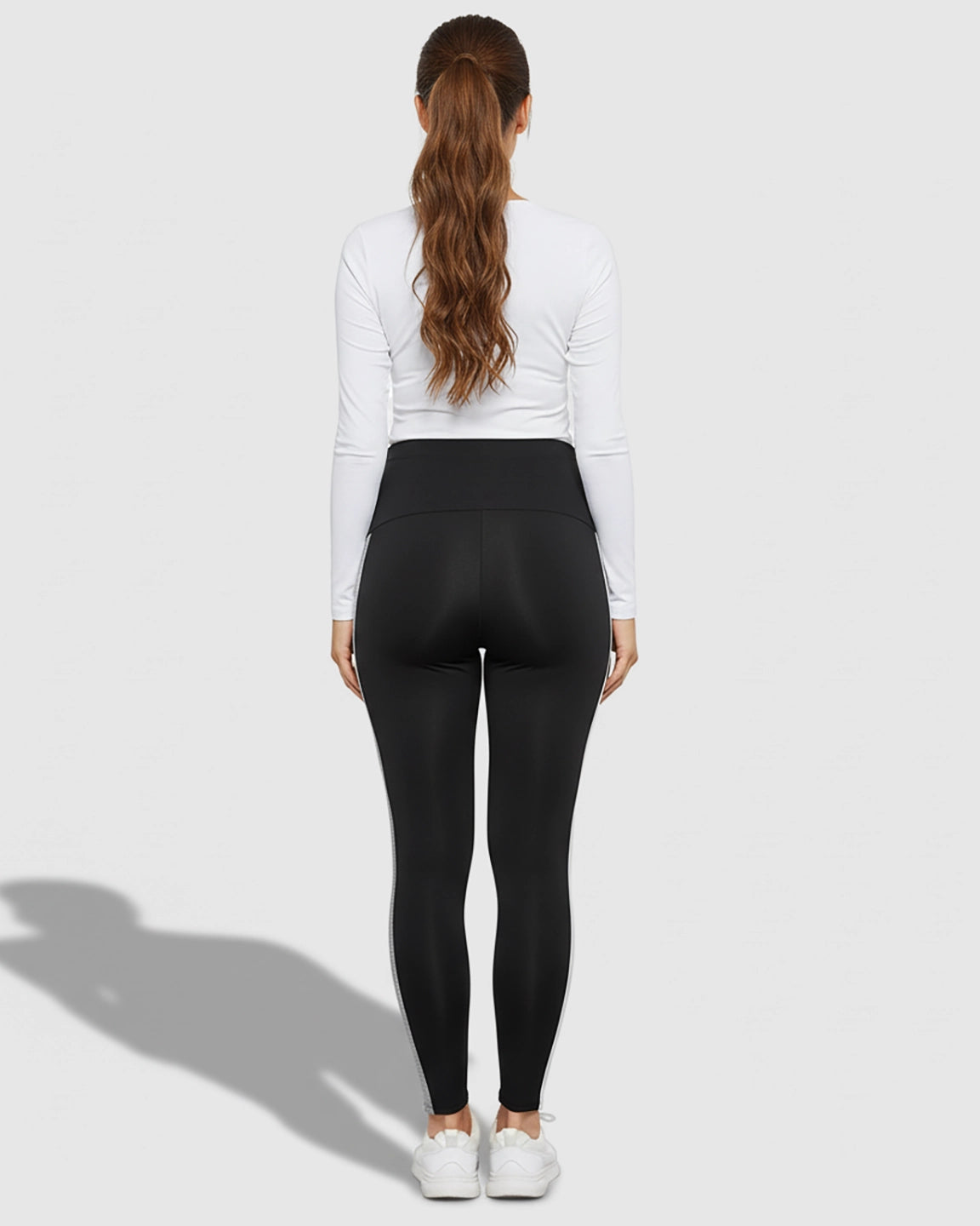 Stretch Waist Panel Side-Stripe Maternity Leggings