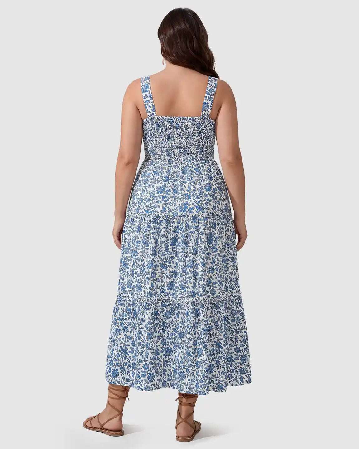Smocked Floral A-Line Maternity Midi Dress