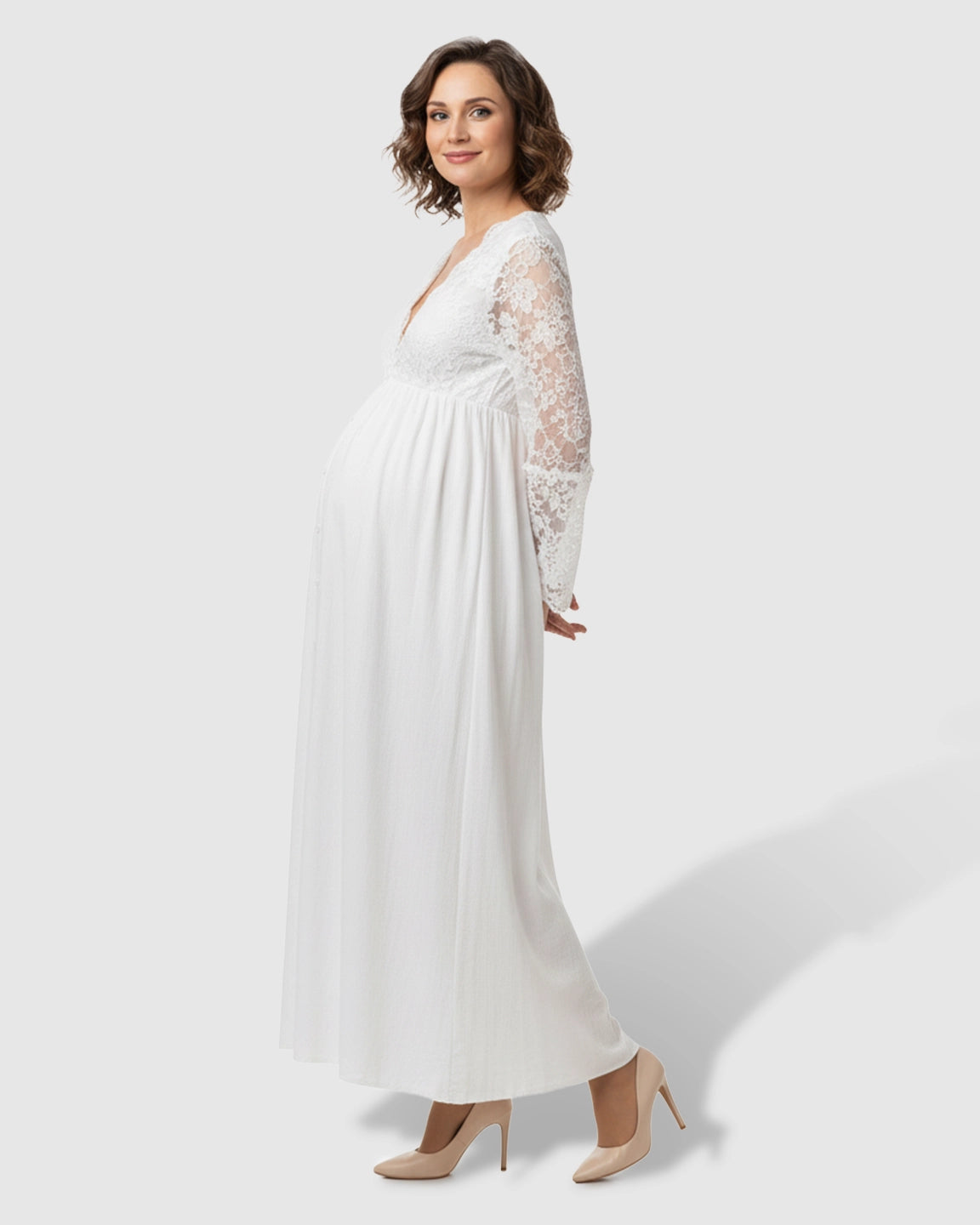 Long-Sleeve Elegant Maternity Maxi Dress