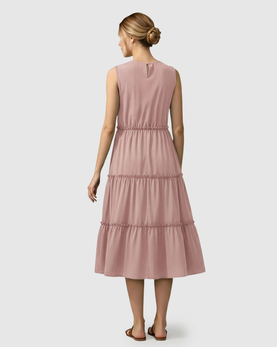 Tiered Ruffle Skirt Casual Maternity Midi Dress