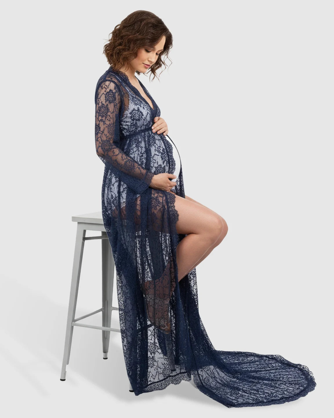 Floral Lace Romantic Maternity Photoshoot Maxi Dress