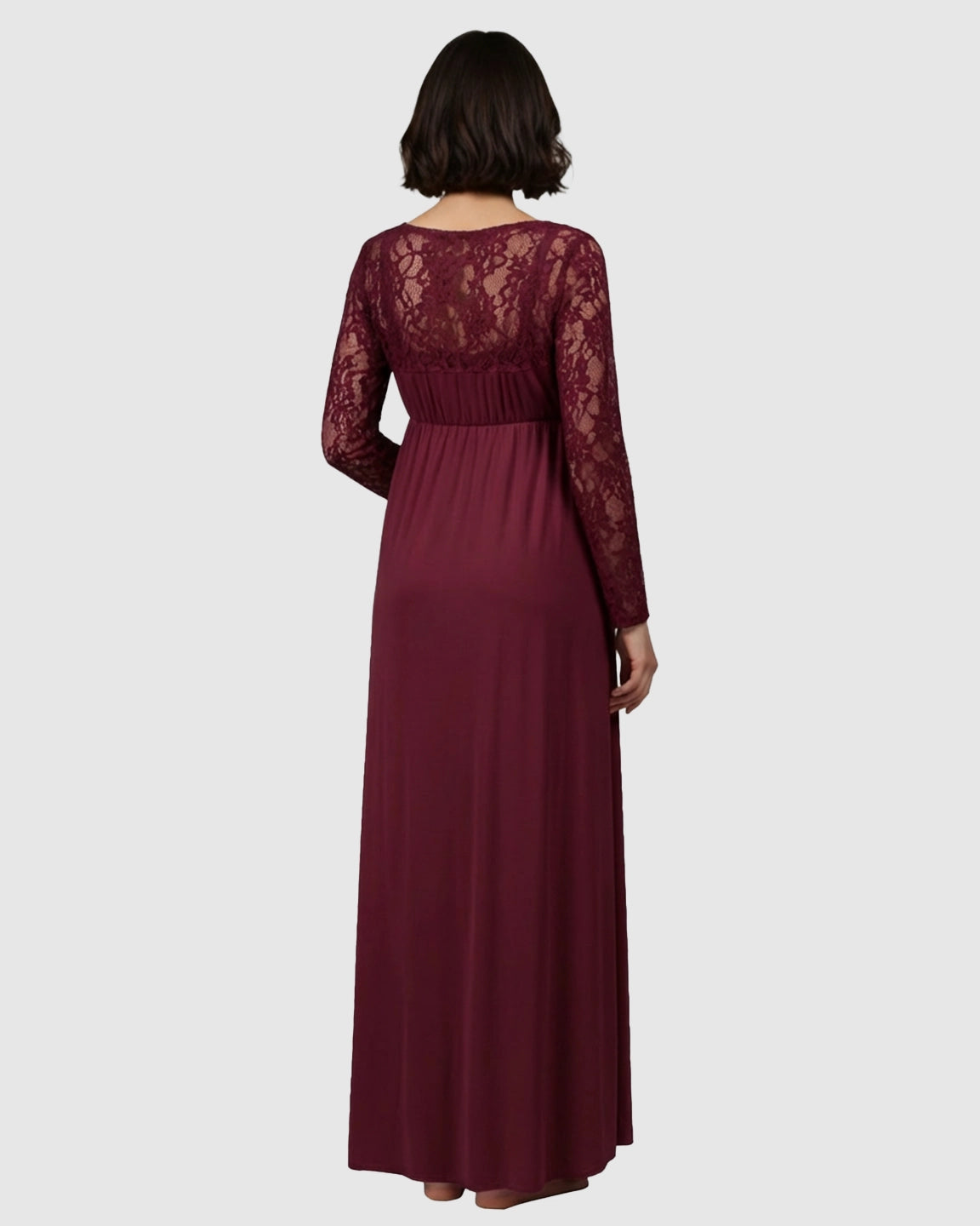 Elegant Lace Floor-Length Maternity Photoshoot Dress