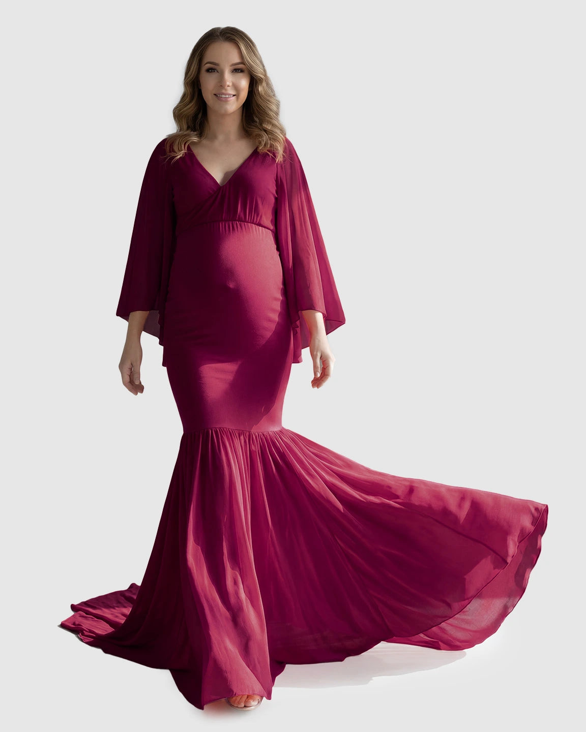Trailing Hem Elegant Maternity Photoshoot Gown