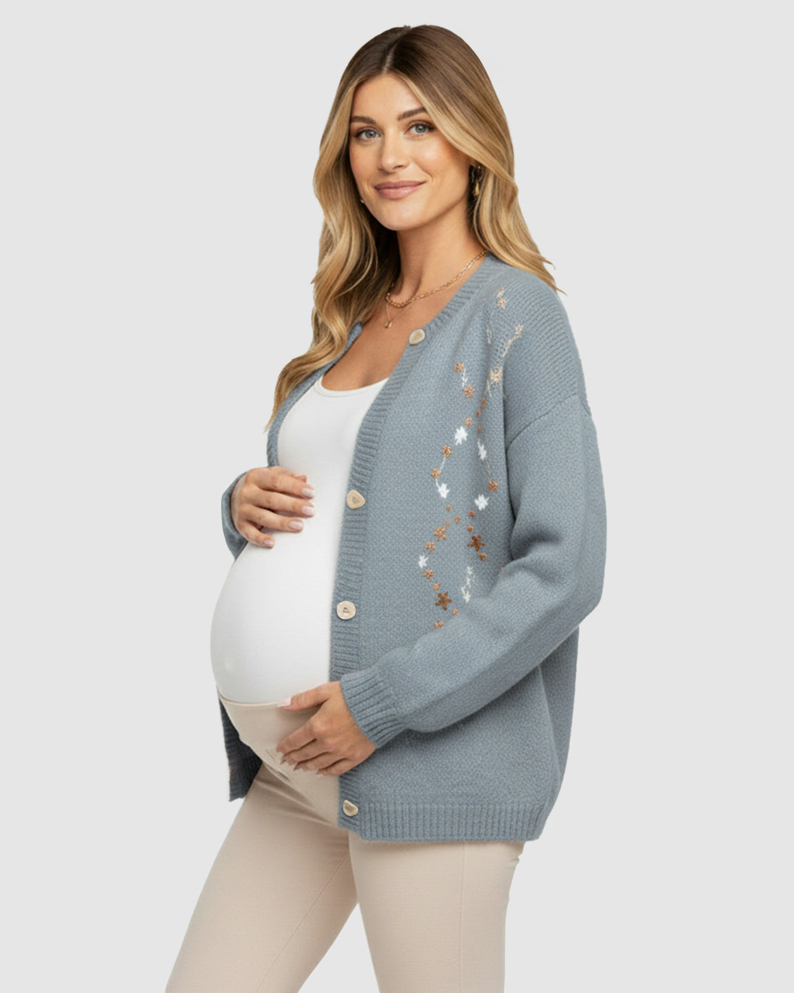 Soft Knit Single-Breasted Maternity Cardigan
