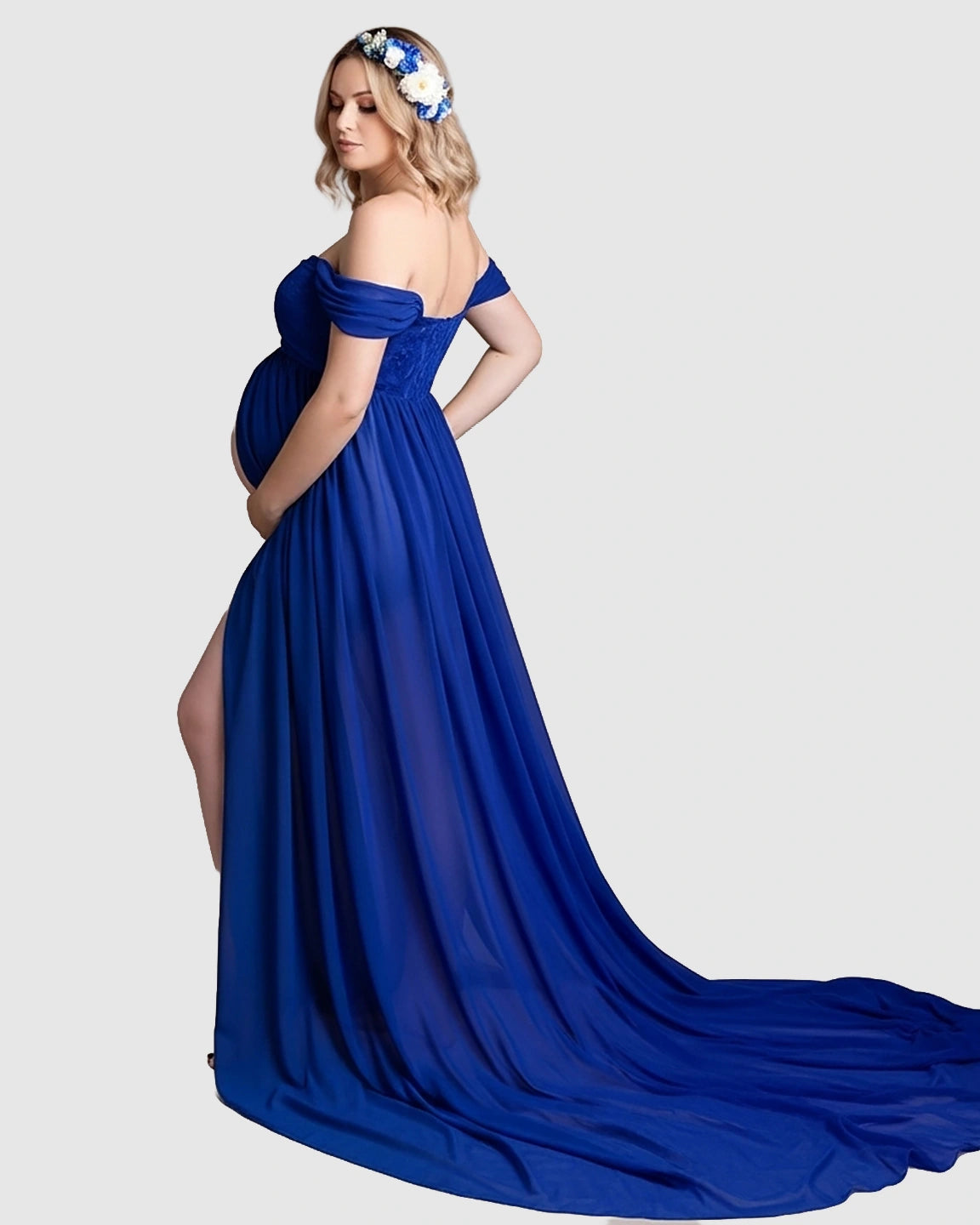 Extra-Long Train Ethereal Chiffon Maternity Gown