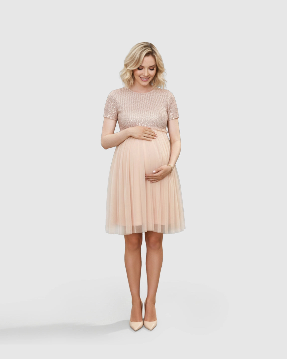 Sequin Empire-Waist Maternity Midi Dress