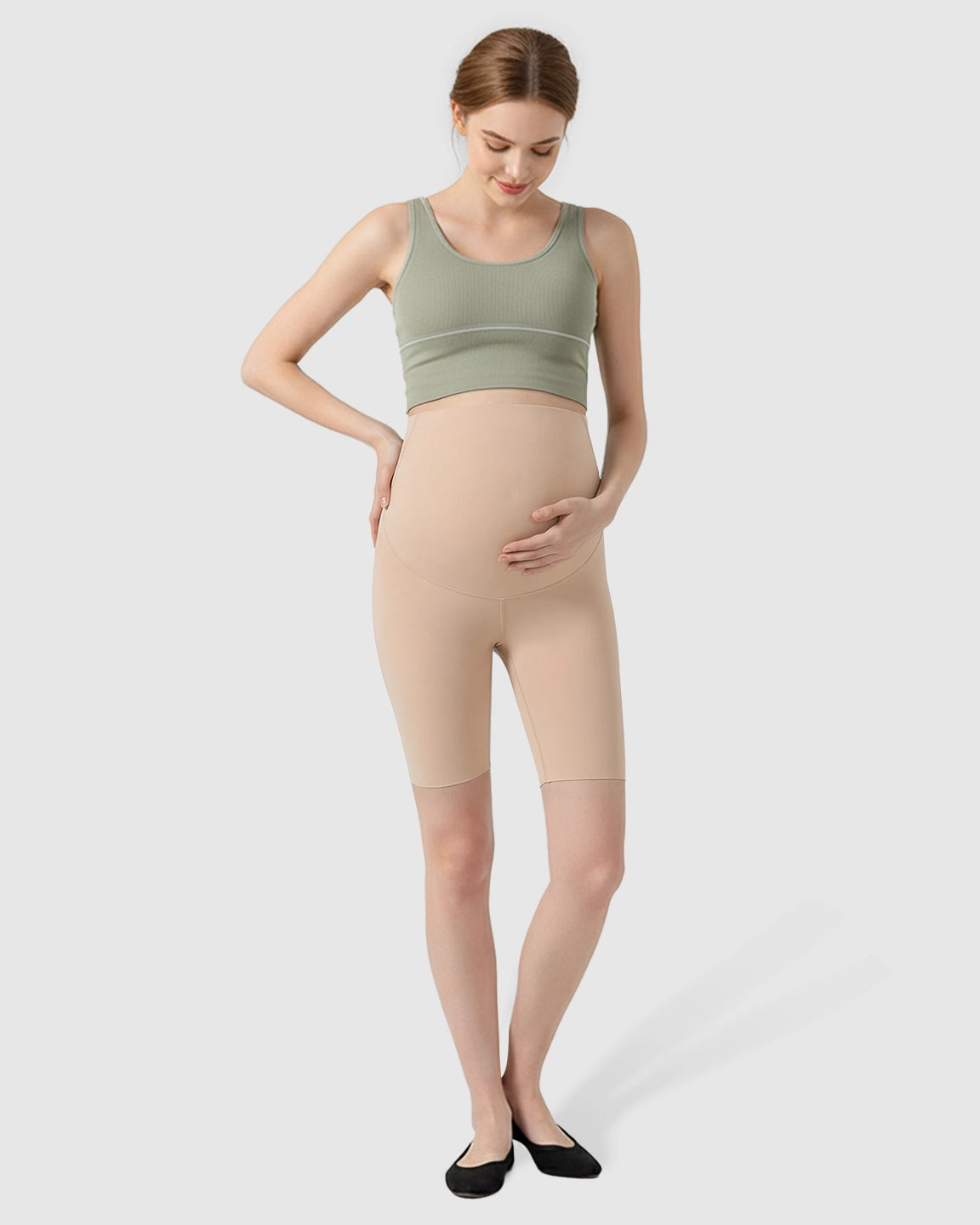 Over-Belly Seamless Design Maternity Shorts