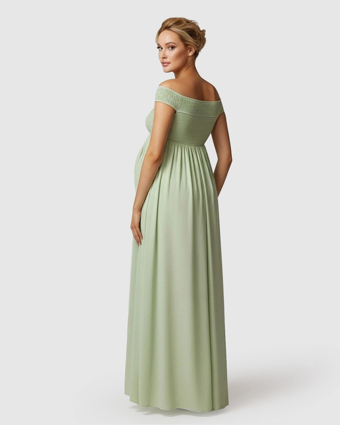 Off-Shoulder Flowy A-line Maternity Maxi Dress