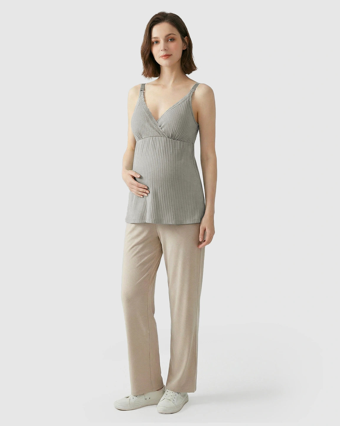 Easy-Access Crisscross Ribbed Nursing Camisole