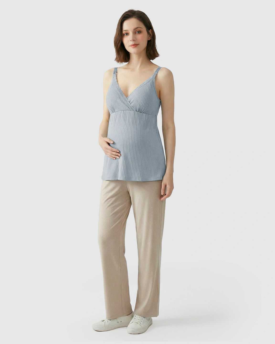 Easy-Access Crisscross Ribbed Nursing Camisole