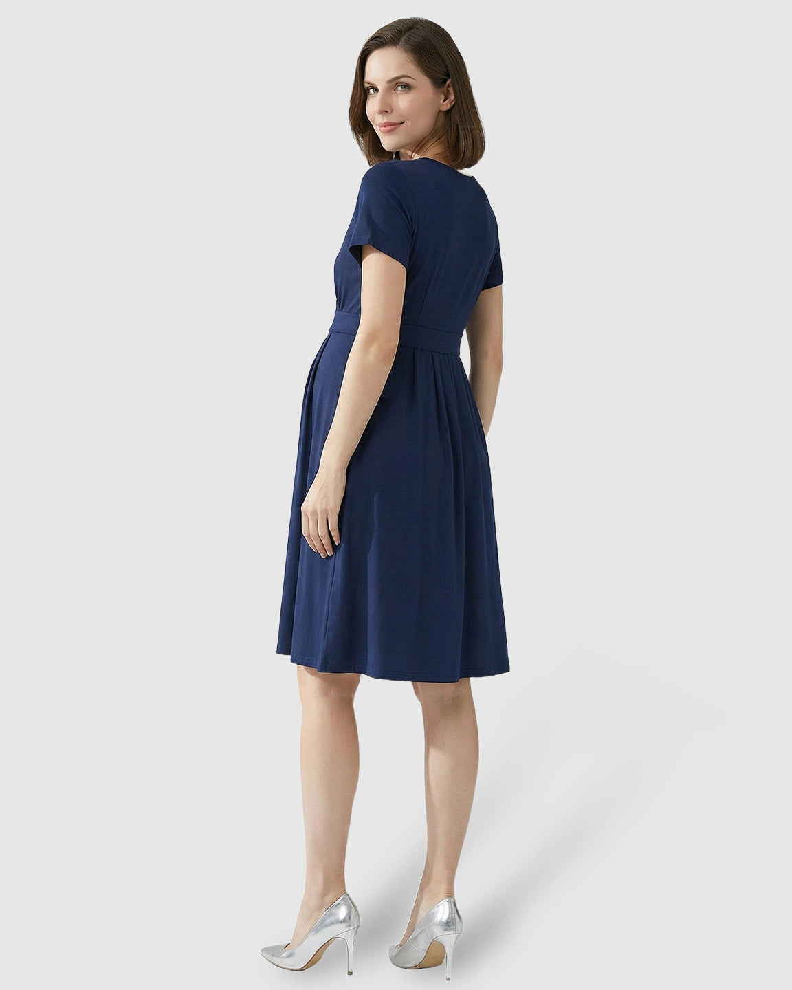 V-Neck A-Line Maternity & Nursing Dress
